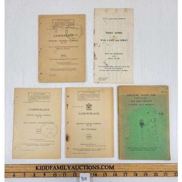 LOT OF 5 - WWII CDN ARMY TRAINING PAMPHLETS - INCL CAMOUFLAGE, ETC.