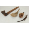 Image 1 : LOT OF 4 - PRIMITIVE TOOLS - INCL AXE, CANOE CUP, SAW & LADLE