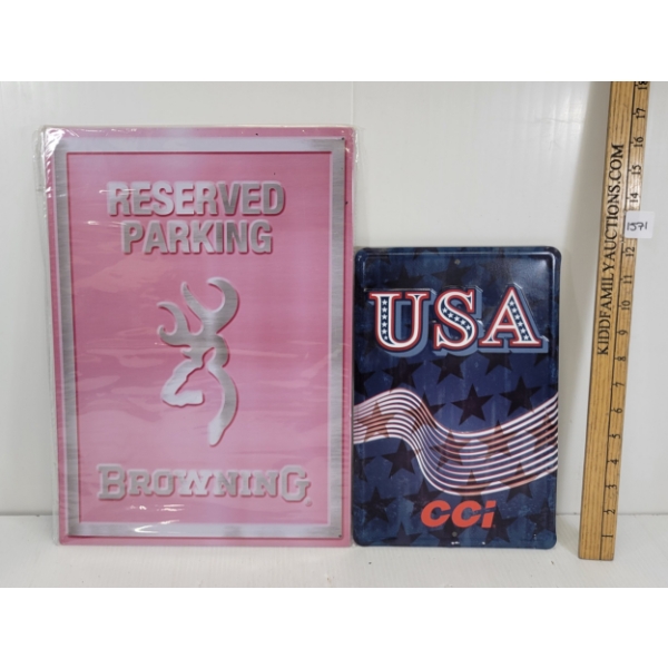 LOT OF 2 - SST SIGNS - INCL RESERVED PARKING BROWNING