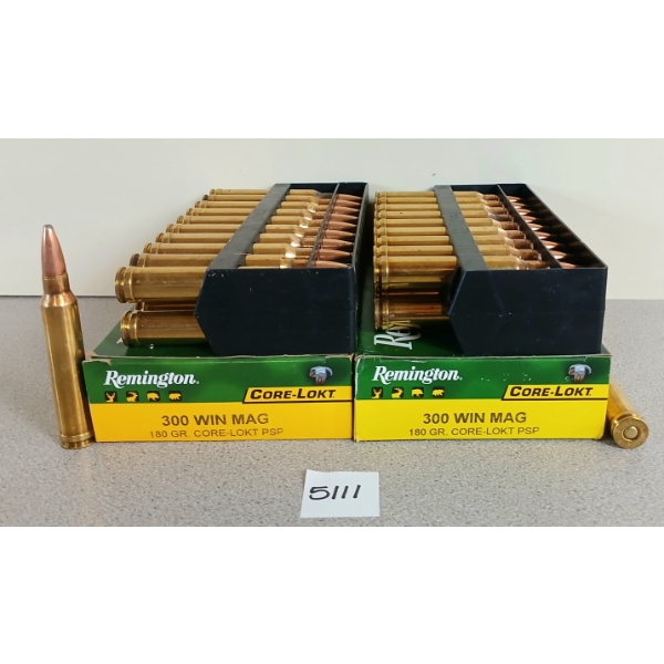 AMMO: 40X REMINGTON .300 WIN MAG - 180GR CORE-LOKT PSP 
