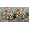 Image 1 : PAIR OF COLOURED GARNET STERLING SILVER STUD EARRINGS
