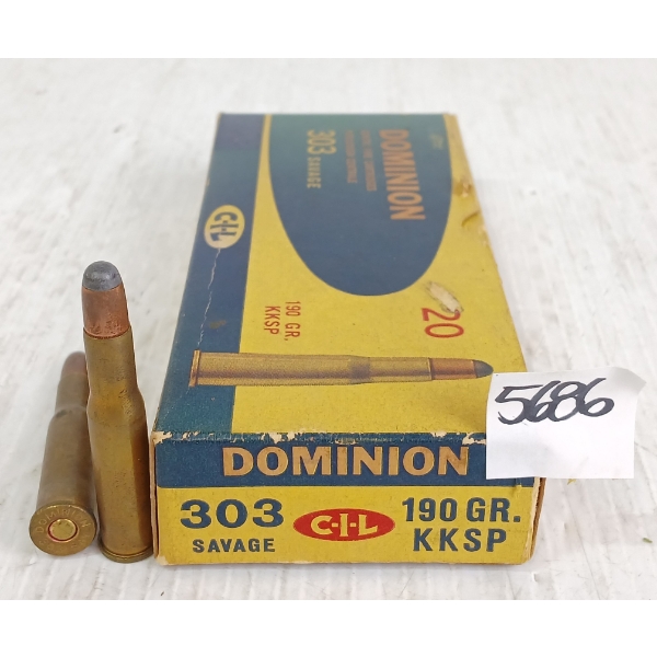 AMMO: 18X DOMINION .303SAVAGE - 190GR - KKSP