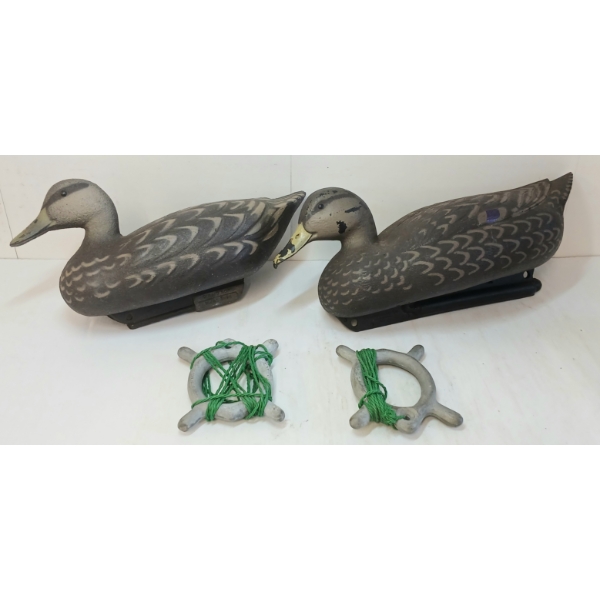 LOT OF 2 - DECOY HENS W/ ANCHORS