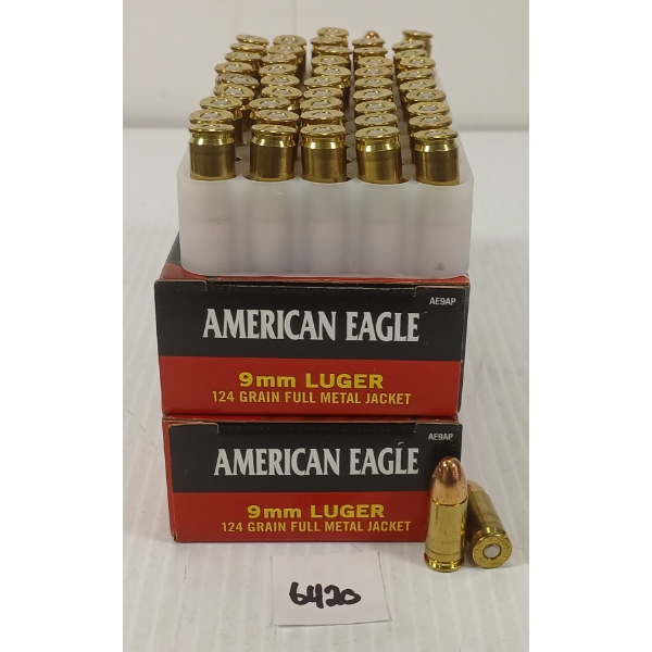 AMMO: 40X FEDERAL AMERICAN EAGLE 9MM LUGER - 124GR - FMJ