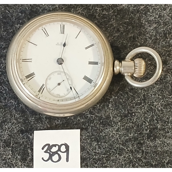 AMERICAN WALTHAM POCKET WATCH - 18 SZ- MODEL 1877 - 15 JEWEL - W/ SILVERODE CASE