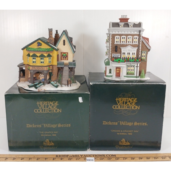 LOT OF 2 - HERITAGE VILLAGE COLLECTION - INCL CROWN & CRICKET INN - THE GRAPES INN 