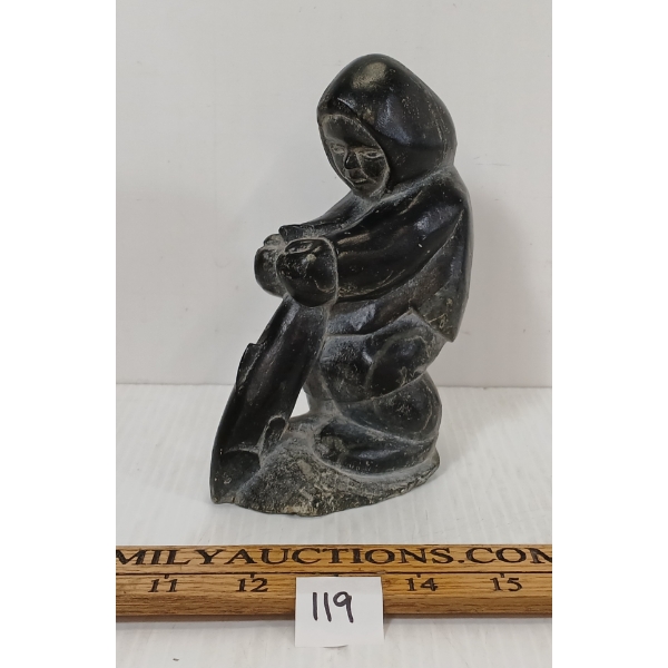 MAN CATCHING FISH - SIGNED - STONE