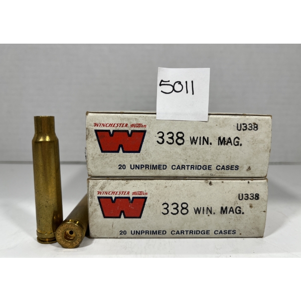 BRASS: 40X WINCHESTER .338 WIN MAG - UNPRIMED