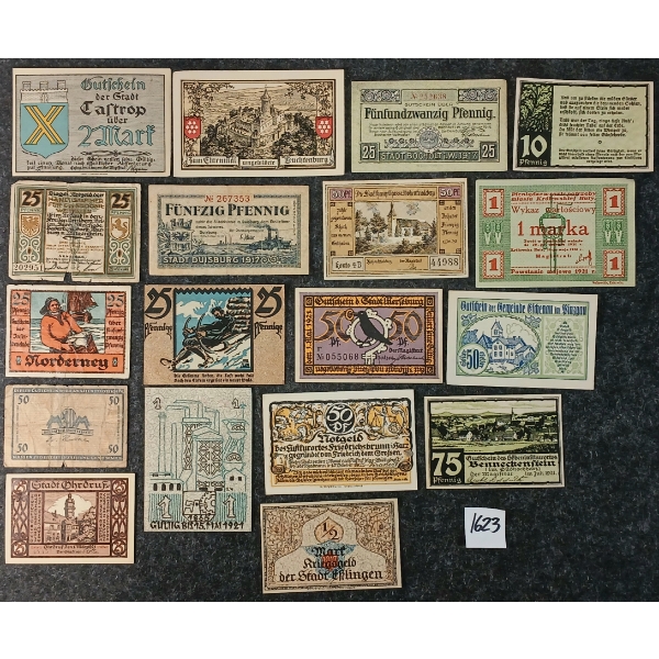 LOT OF 18 - GERMAN, AUSTRIAN & POLISH EMERGENCY MONEY BANKNOTES