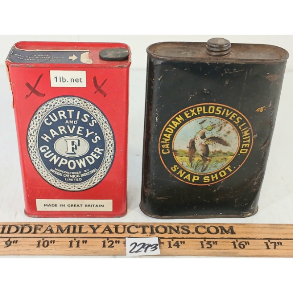 LOT OF 2 - CANADIAN EXPLOSIVES & CURTISS & HARVEY TINS