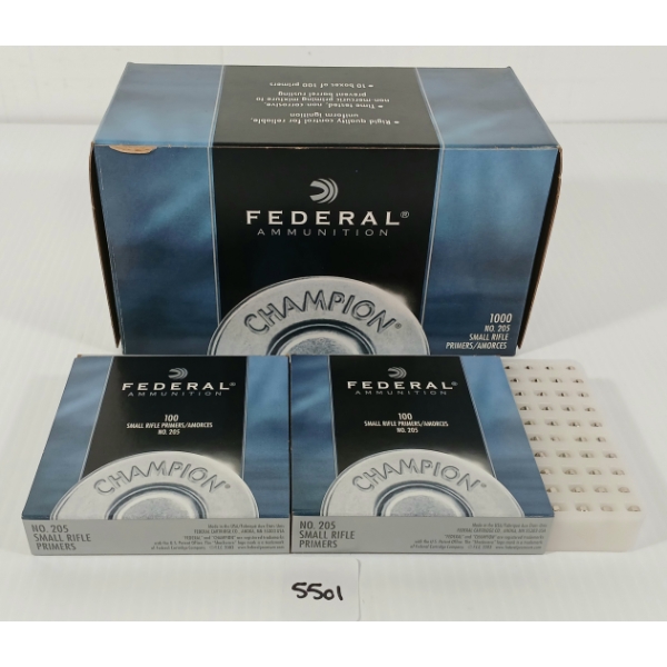 PRIMERS: APPROX 1000X FEDERAL CHAMPION NO. 205 SMALL RIFLE PRIMERS