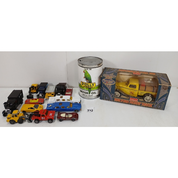 JOB LOT - MISC DIECAST & PLASTIC VEHICLES - POLLY MOTOR OIL QT CAN, ETC.