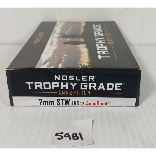 AMMO: 20X NOSLER TROPHY GRADE 7MM STW - 160GR - ACCUBOND - SEALED