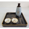 Image 2 : LOT OF 4 - WWII JAPANESE LACQUERWARE TRAY, CUPS & SAKE BOTTLE