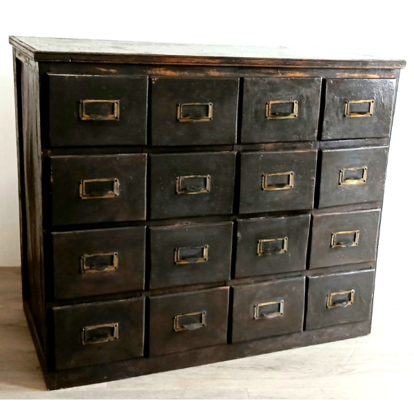 APOTHECARY CARD CABINET - MIXED WOOD - C. LATE 19TH / EARLY 20TH CENTURY