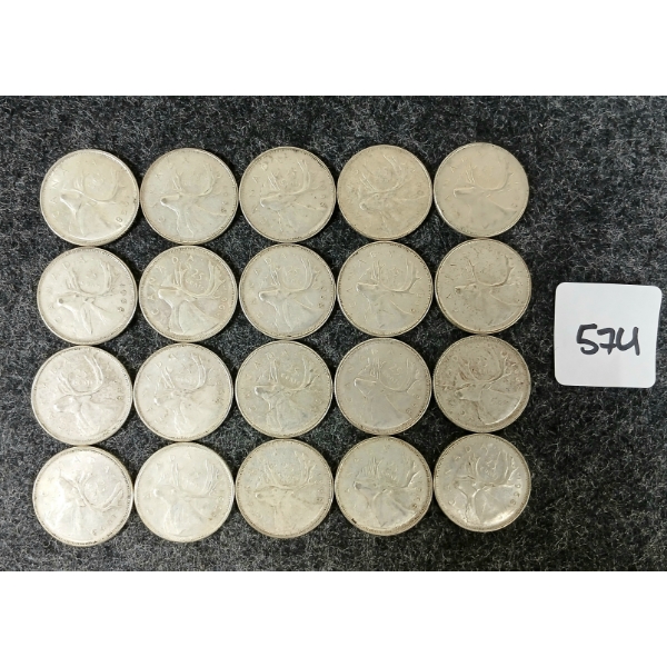 LOT OF 20 - 1968 CDN 25 CENT COINS