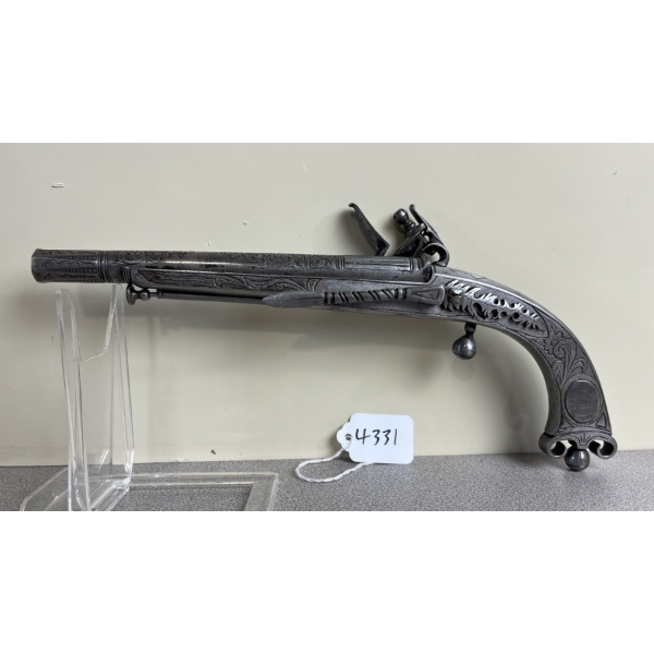 FLINTLOCK HIGHLAND STYLE DRESS PISTOL IN APPROX .485 BP - ANTIQUE 