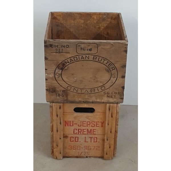 LOT OF 2 - NU-JERSEY CREME & CANADIAN BUTTER CRATES