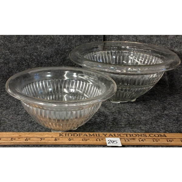 LOT OF 2 - HOCKING GLASS CO. PANELLED MIXING BOWLS