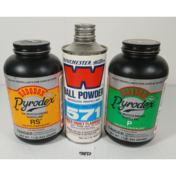 POWDER: HODGDON & WINCHESTER WESTERN RS / P & 571 POWDER - APPROX 3.5LBS