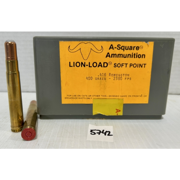 AMMO: 19X A SQUARE .416 REM MAG 400GR. SP