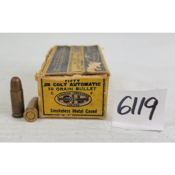 AMMO: 25X DOMINION .25ACP - 50GR - FMJ