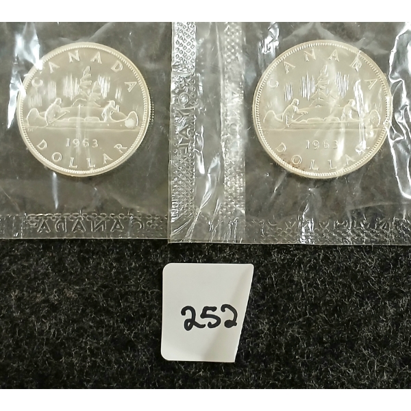  LOT OF 2 - 1963 CDN SILVER DOLLARS - VOYAGEUR
