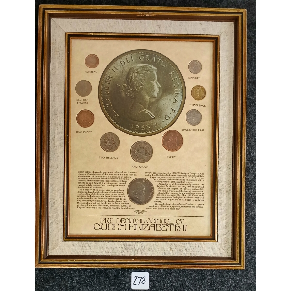 PRE DECIMAL COINAGE OF QUEEN ELIZABETH II - FRAMED