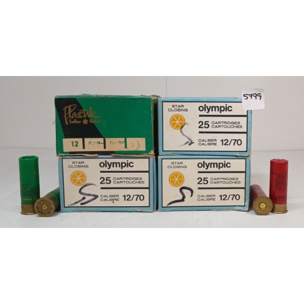AMMO: 100X OLYMPIC & PLASTIK 12GA - 2 3/4IN - #5 SHOT