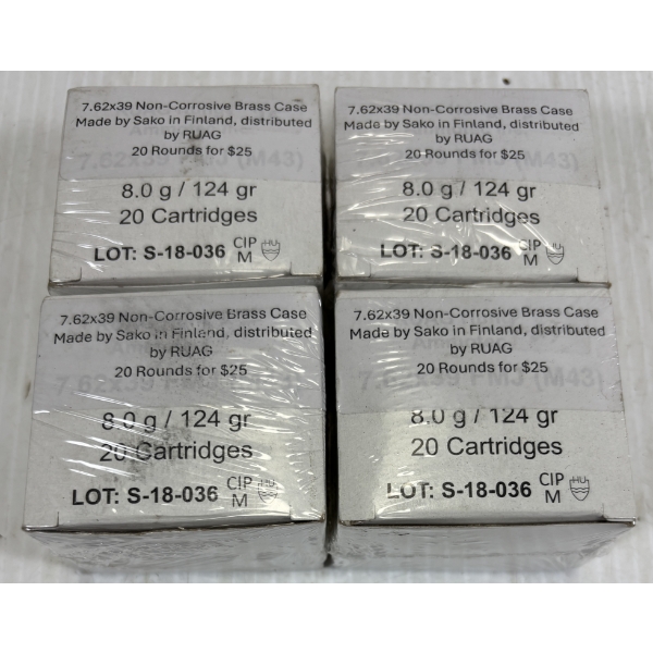 AMMO: 80 X SAKO 7.62 X 39 MM 124 GR