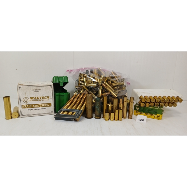 AMMO / BRASS: 17X LIVE - APPROX 465X MIXED BRASS - INCL GREENER POLICE GUN, .57 SNIDER, ETC 