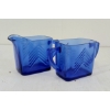 Image 1 : LOT OF 2 - COBALT BLUE DEPRESSION GLASS CREAM & SUGAR