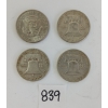 Image 2 : LOT OF 4 - 1950 - '71 US 50 CENT COINS