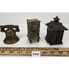 Image 1 : LOT OF 3 - CAST COIN BANKS - INCL BELL, STATE BANK ETC