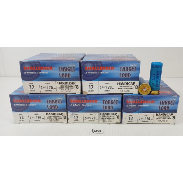 AMMO: 125X CHALLENGER 12GA - 2 3/4IN - #8 SHOT