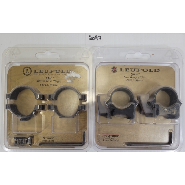 LOT OF 2 - LEUPOLD LOW .730  & 30MM SCOPE RINGS - MATTE