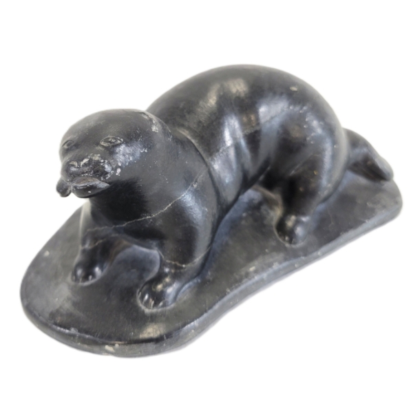 OTTER W/ FISH BY PETER IQALLU ANGUTIKIRQ (1919 - ?) - STONE