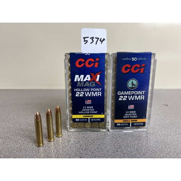 AMMO: 100X CCI .22 WMR 40 GR. 