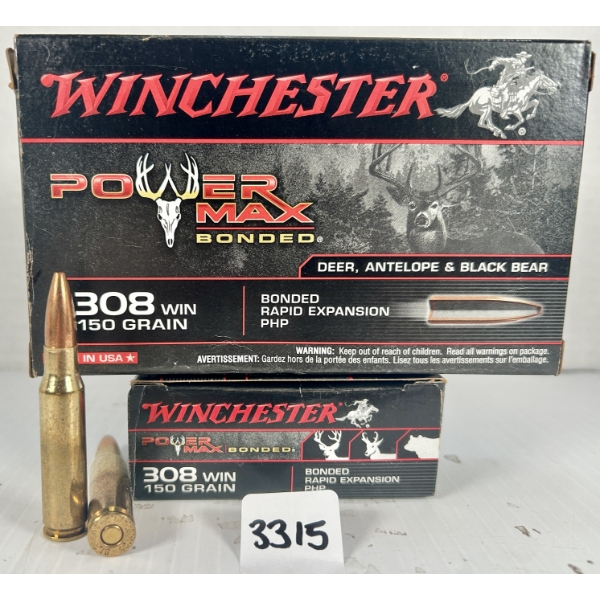 AMMO: 40X WINCHETSER .308 WIN - 150 GR HP