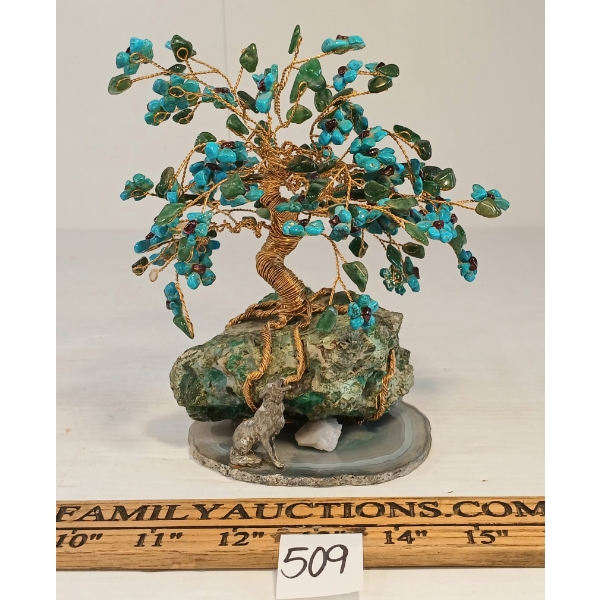 CHRYSOCOLLA & TURQUOISE GEMSTONE BONSAI