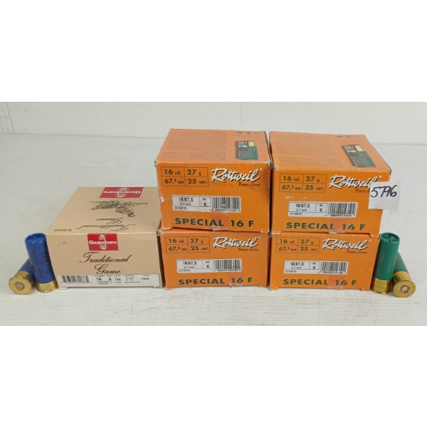 AMMO: 125X REMINGTON & GAMEBORE 16GA - 2-1/2 & 2-3/4IN - #6 SHOT