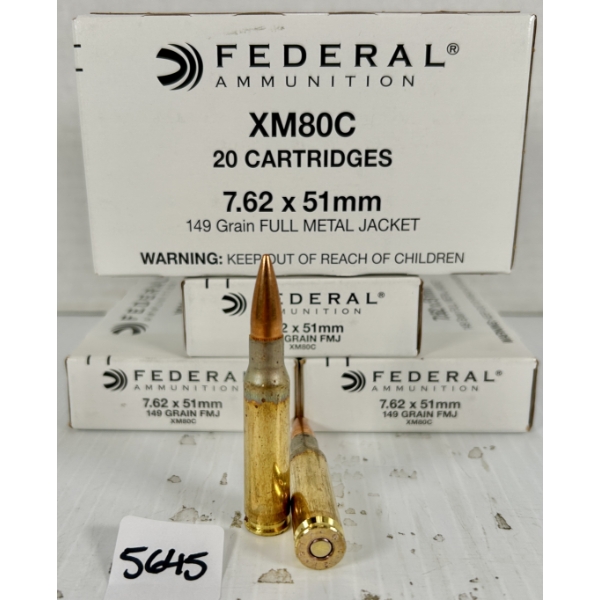 AMMO: 80X FEDERAL 7.62X51 MM NATO - 149 GR FMJ