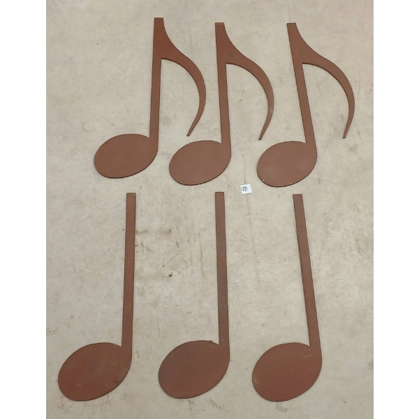 LOT OF 6 - MUSIC NOTES - LASER-CUT METAL WALL ART