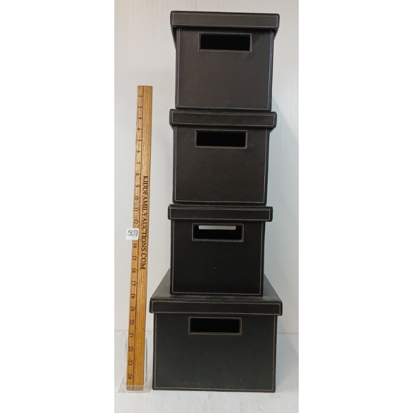 LOT OF 4 - LEATHER STORAGE BOXES