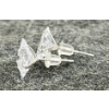 Image 2 : PAIR OF STERLING & CZ STUD EARRINGS - PRINCESS CUT