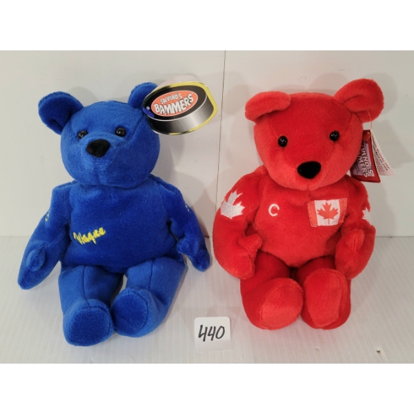 LOT OF 2 - SALVINO'S BAMMERS #99 WAYNE GRETZKY TEDDY BEARS