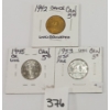 LOT OF 3 - CDN 5 CENT PCS - INCL 1942, 1945 & 1953