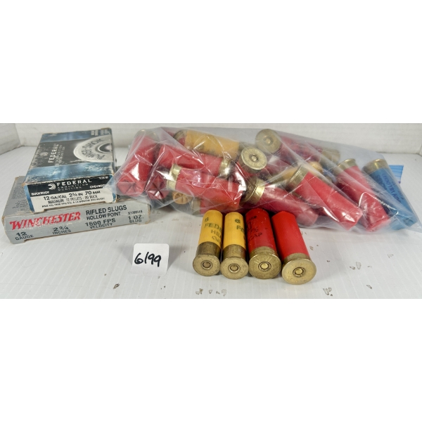 AMMO: APPROX 35X MIXED 12 GA & 20 GA BIRD/BUCK/SLUGS 