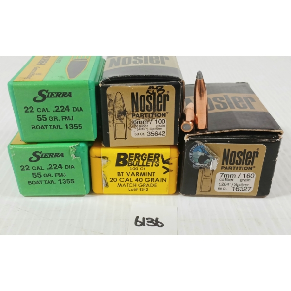 BULLETS: QTY OF MISC RNDS - INCL .20, 6MM, 7MM, ETC - SEALED