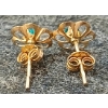Image 2 : PAIR OF 14K GOLD & BLUE STONE FLOWER EARRINGS